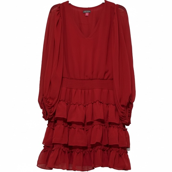 Red Chiffon Tiered Dress - Vince Camuto XL NWT - Picture 2 of 3